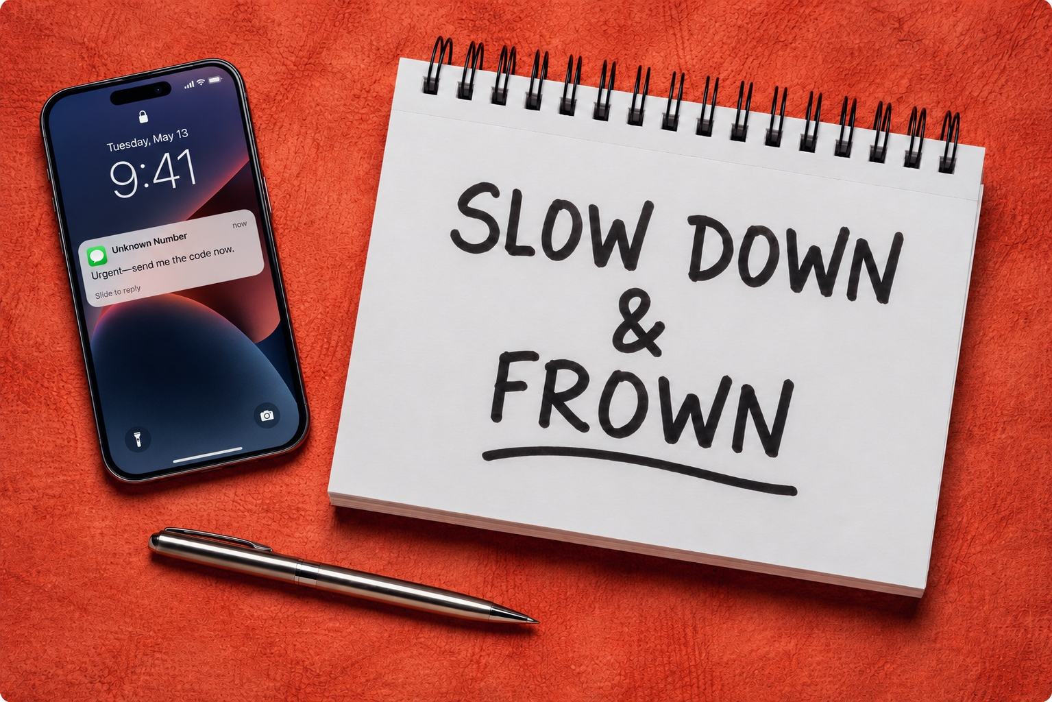 Scammers Love Speed. Slow Down and Frown.